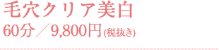 毛穴クリア美白 60分／9,800円(税抜き)