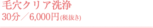 毛穴クリア洗浄 30分／6,000円(税抜き)