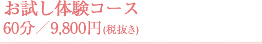 お試し体験コース 60分／4,980円(税抜き)